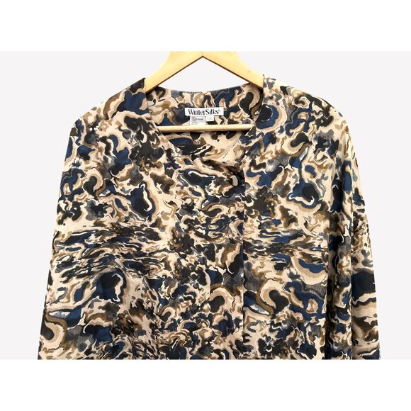 Vintage WinterSilks Fall Abstract Pattern Shawl L/XL Artsy Elevated Autumn Style - Picture 2 of 7